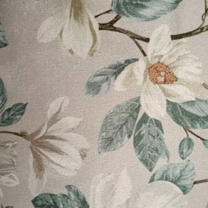 Mongolia Floral Printed Suede Premium Fabric Cushion Cover Green Leaves on Beige Color Base