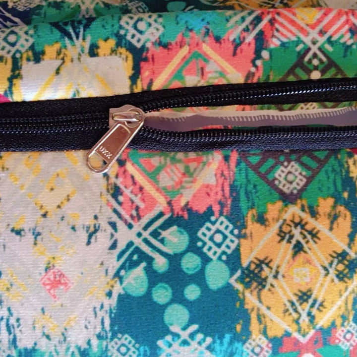 Kolamkar dreams Printed Suede Premium Fabric Cushion Cover  intricate pattern with mix of colours and shapes that evolve a sense of cultural heritage. Inspired by traditional Indian motifs