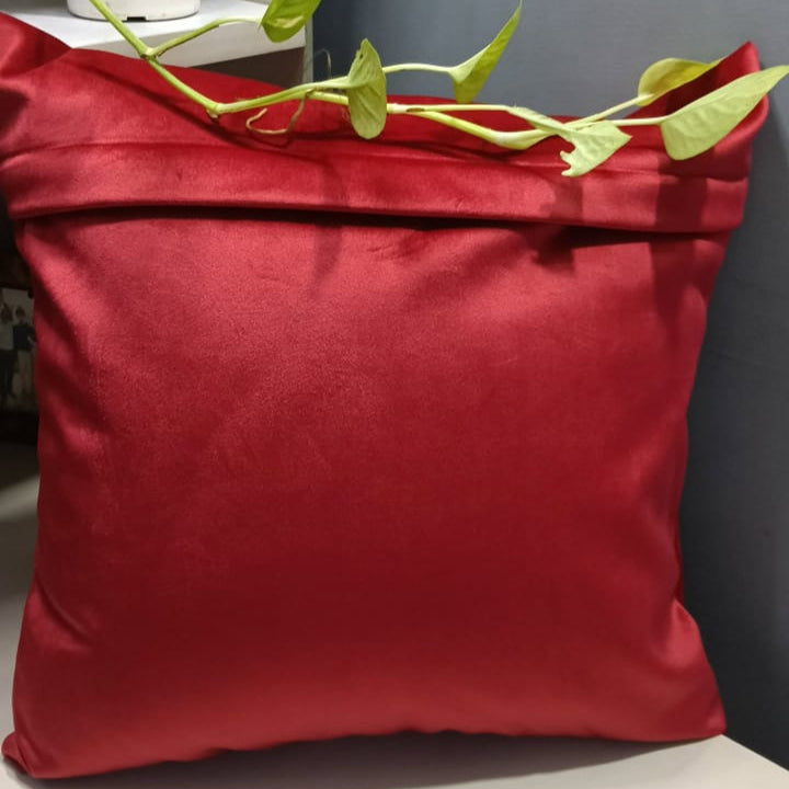 Crimson velvet pillow case Printed Suede Premium Fabric Cushion Cover, Red colour