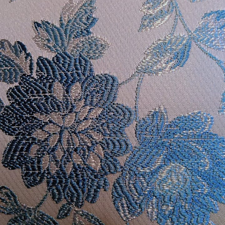 Morning dew Satin silk with embroidery Fabric Cushion Cover  Satin silk with golden background and blue thread embroidered with floral pattern