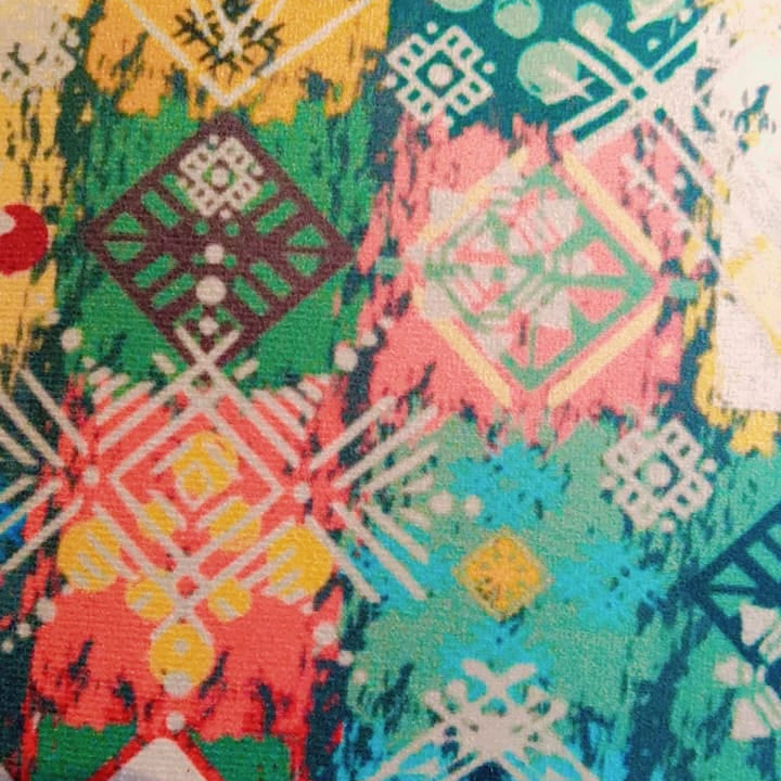 Kolamkar dreams Printed Suede Premium Fabric Cushion Cover  intricate pattern with mix of colours and shapes that evolve a sense of cultural heritage. Inspired by traditional Indian motifs