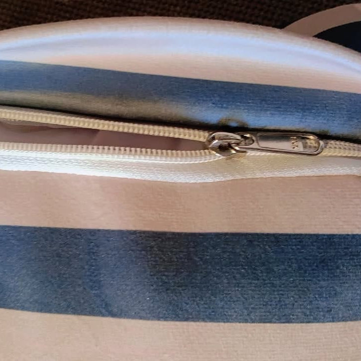 Ocean Breeze Printed Suede Premium Fabric Cushion Cover  striped pattern with shades of blue and white