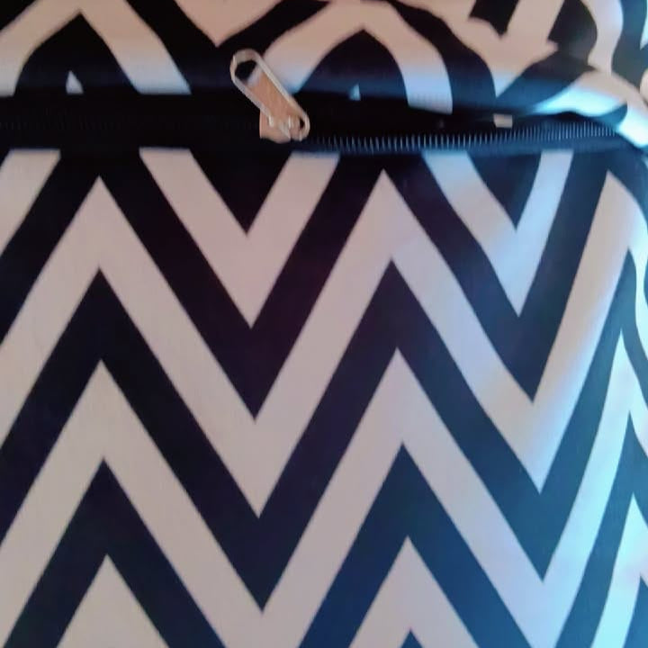 Zig zag delight  Printed Suede Premium Fabric Cushion Cover  black white zig zag