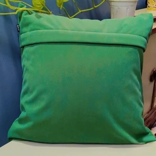 Green oasis Printed Suede Premium Fabric Cushion Cover  colour green