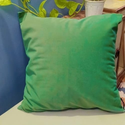 Green oasis Printed Suede Premium Fabric Cushion Cover  colour green