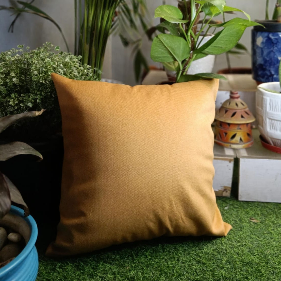 Marigold biss Printed Suede Premium Fabric Cushion Cover  Vibrant yellow orange colour