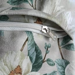 Mongolia Floral Printed Suede Premium Fabric Cushion Cover  Green Leaves on Beige Color Base