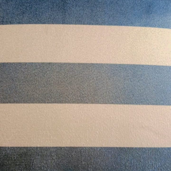 Ocean Breeze Printed Suede Premium Fabric Cushion Cover  striped pattern with shades of blue and white