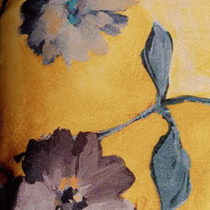 Sunny Florals Printed Suede Premium Fabric Cushion Cover  combines the colour and floral elements
