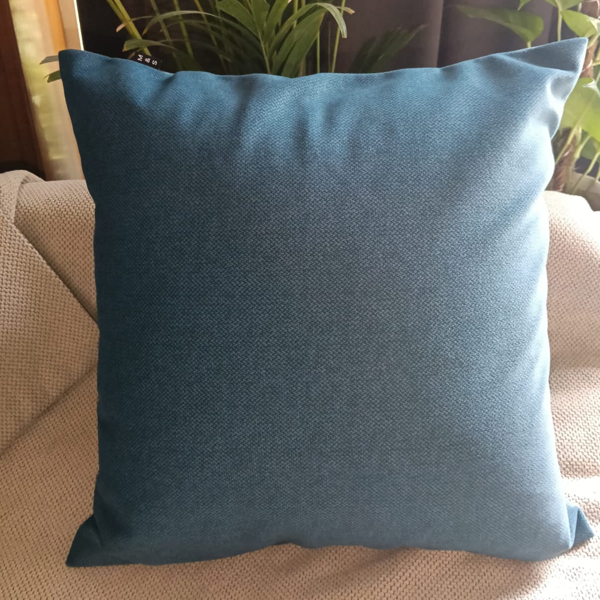 Sea Breeze  Printed Suede Premium Fabric Cushion Cover  deep teal colour